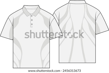 Polo Jersey Shirt Vector Technical Drawing Flat Sketch Template Front and back