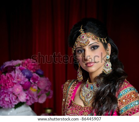 Image of a beautiful Indian bride traditionally dressed