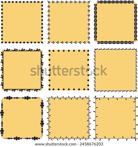 illustration of nine wall frame border with fill 