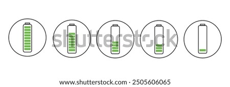 Battery charge indicator icons. Phone charge level on white background eps 10.