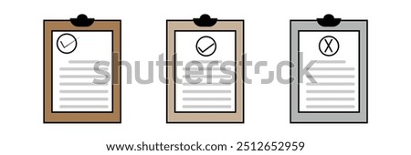 Clipboards with check boxes, check list icons, hand drawn doodle style, on white background eps 10.