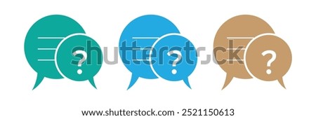 Comment question icon set. FAQ icon.  inquire bubble. ask or request icon. comment question vector icon on isolated background.