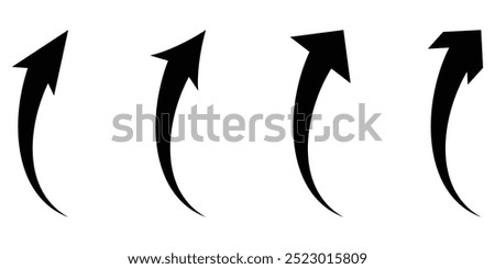 black curved arrow design, arrow vector illustration editable icons.