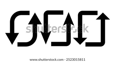 black curved arrow design, arrow vector illustration editable icons.