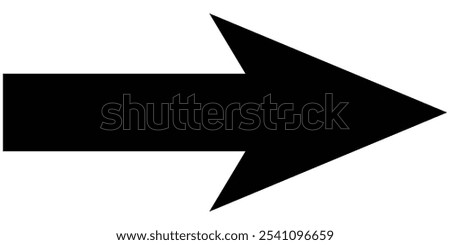 large size black  long arrow.  Straight long arrow icon. black long arrow pointing to right site in isolated background eps 10.