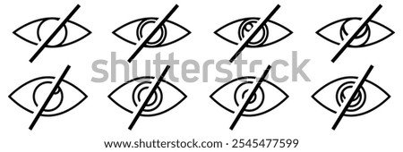 hide icon vector , eye crossed icon set. password hidding icons vector illustration eps 10.