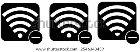 Disconnect wifi icon set. no wifi connection icon on isolated background eps 10. vector illustration.