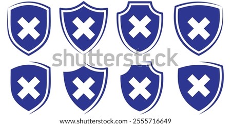 Health insurance icon, medical health protection shield with cross set icons, healthcare medicine protected guard shield. shield cross icon set. vector illustration eps 10.