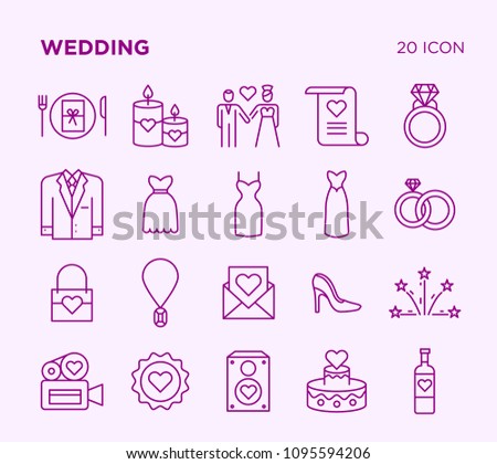 Simple Set of Wedding. Vector Line Icons. Editable Stroke. Pixel Perfect.