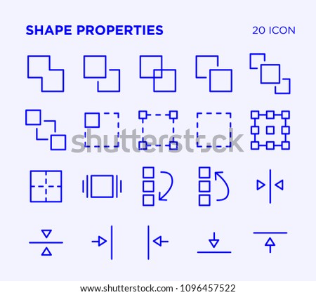 Simple set of shape properties vector line icons