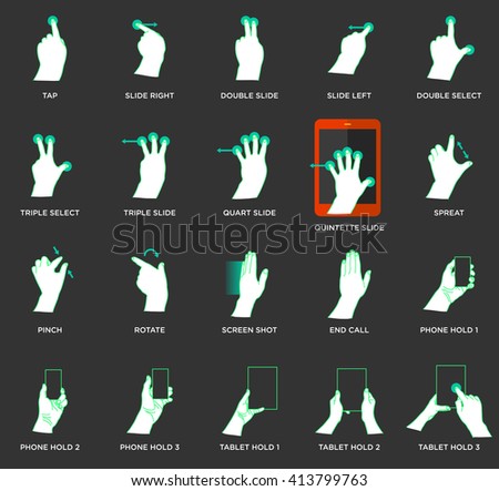 Gesture icons for touch devices