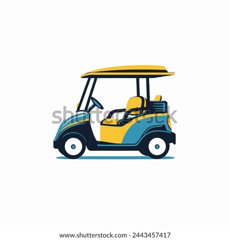 Electric Golf Cart Flat Vector Art Sport, Recreation, Vehicle, Golfing, Icon.