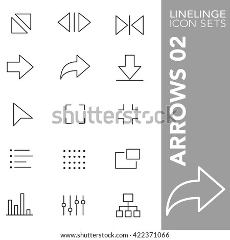 High quality thin line icons of display arrow, user interface. line icon are the best pictogram pack unique linear design for all dimensions and devices. Vector outline logo symbol and website content