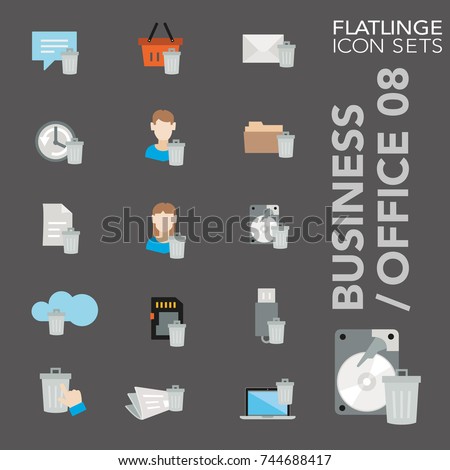 High quality flat colorful icons of user interface, erase data. Flatlinge are the best colored pictograms, unique design for all dimensions and devices. Vector graphic logo symbol and display content