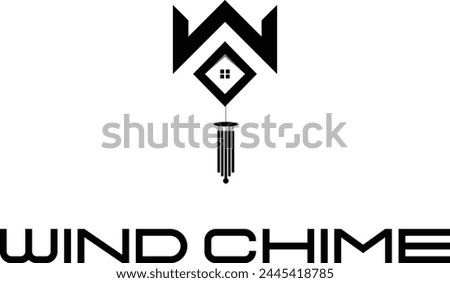 wind chime home logo, real estate vector logo design, oriental musical instrument wind chimes Illustration symbol icon