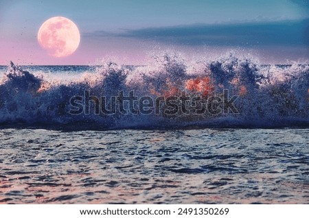 Similar – Image, Stock Photo Full moon over the rooftops