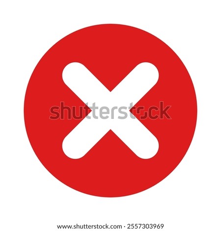 Red cross mark icon. flat modern round red cross sign button, cross mark icon design vector illustration, red x symbol in circle shape, cross mark sign isolated on white background