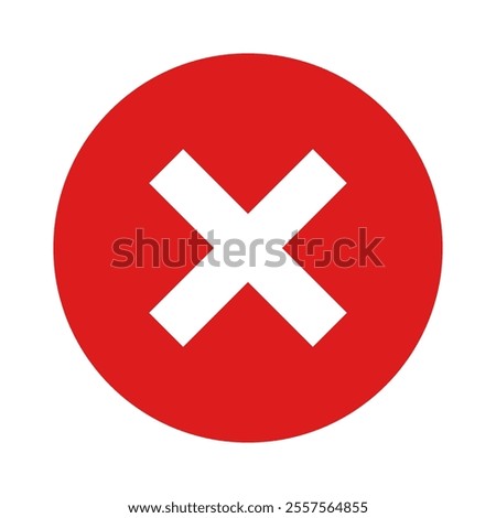 Red cross mark icon. Simple flat cross mark sign button vector illustration, red cross, or x symbol in circle shape, cross mark sign isolated on white background