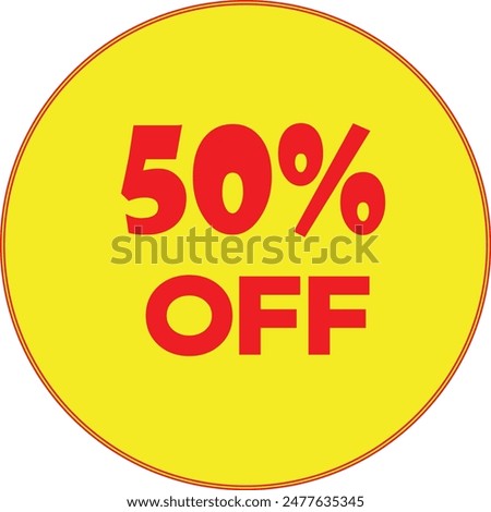 50% Off Discount Vector Graphic, Bold and impactful design perfect for highlighting significant discounts and special offers. Ideal for use in online stores, social media promotions, and retail.