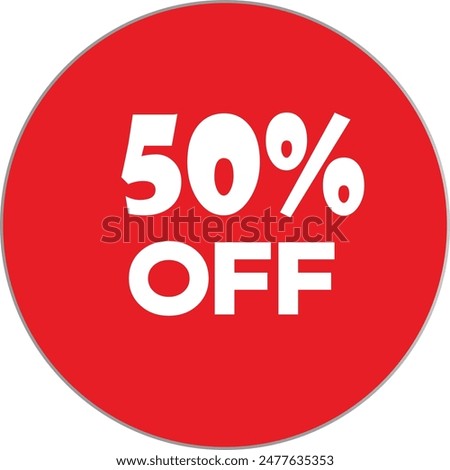 50% Off Discount Vector Graphic, Bold and impactful design perfect for highlighting significant discounts and special offers. Ideal for use in online stores, social media promotions, and retail.
