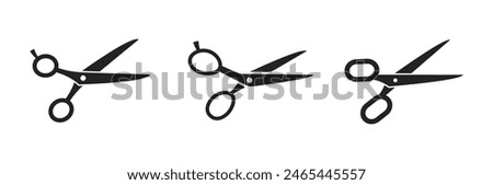 Scissor Icon set vector in black colour