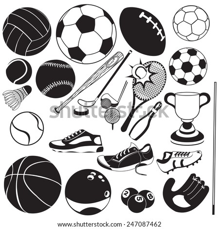 sport ball black vector icons
