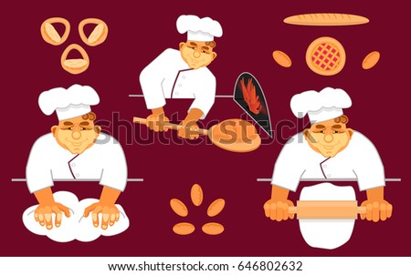 Similar – Image, Stock Photo Baker rolling out dough in kitchen