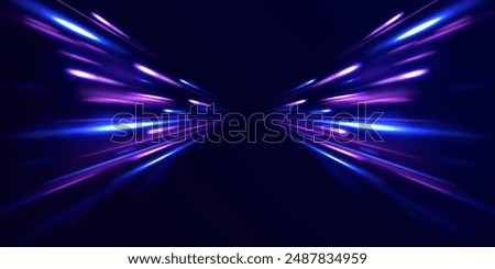 Light trail wave, fire path trace line, car lights, optic fiber and incandescence curve twirl. Rotating dynamic neon circle. Colored shiny sparks of spiral wave.	
