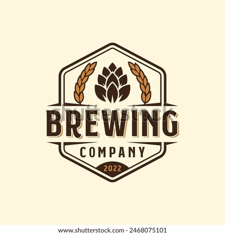 Vintage Beer Logo, Brewery Emblem, Beer Company, Bar Alcoholic drink Logo