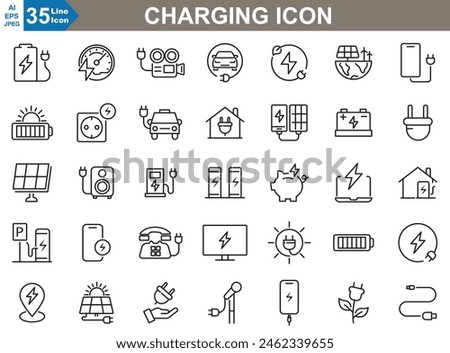 Design a set of charging icons in vector format for various devices: smartphone, laptop, tablet, and smartwatch. Ensure clarity and simplicity for easy recognition.
