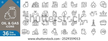 Oil and gas icons set. Oil extraction, pipeline, refinery, fuel station, pump, energy industry and more. vector illustrator.