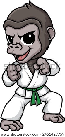 Gorilla doing karate vector illustration