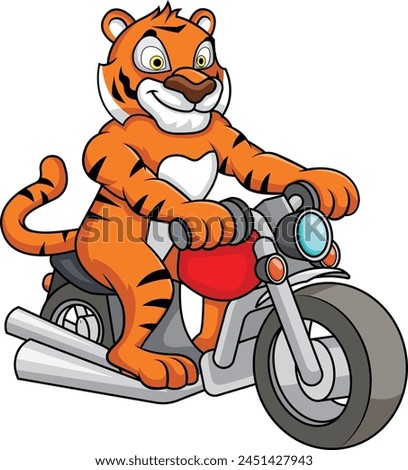 Cartoon tiger riding a motorcycle vector illustration