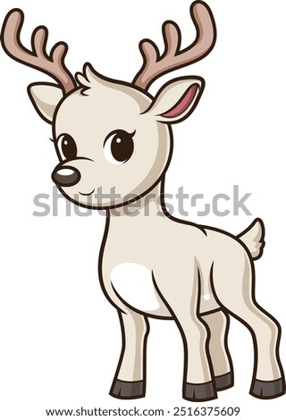 Seneca white deer in chibi kawaii style vector illustration