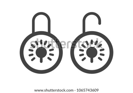 Lock and unlock icon design. Flat design illustration. Two variants of padlocks open and closed. Web design item. 