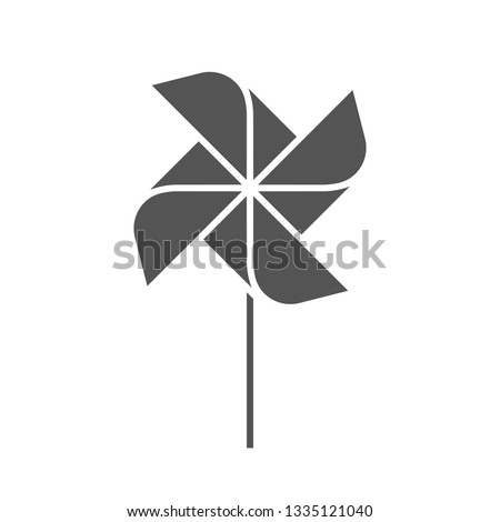 The pinwheel logo flat design vector illustrations. Two variants in black and in colors isolated on a white background. 