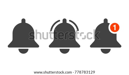 Notification icon vector, material design, Social Media element, User Interface sign, EPS, UI, Image, Illustration. New message. Bell icons with the different status. 