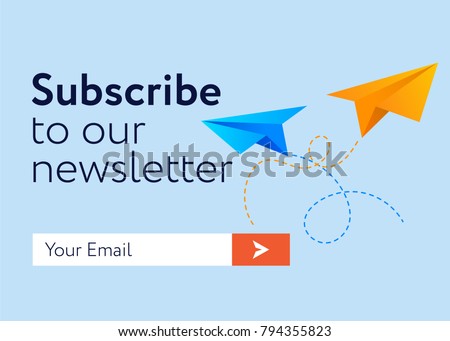 Subscribe Now For Our Newsletter (Flat Style Vector Illustration UI UX Design) with Text Box and Subscribe Button Template