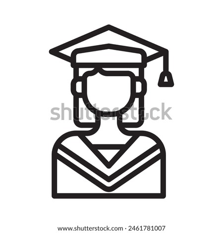 college_girl graduated detailed mixed outline icon