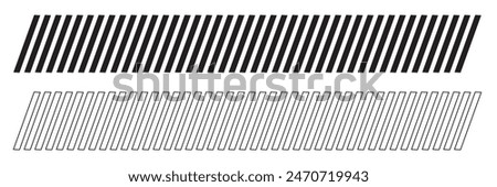 Slash line. Border with diagonal lines. Angle of tilt stripes. Black pattern of footer isolated on white background design eps 10