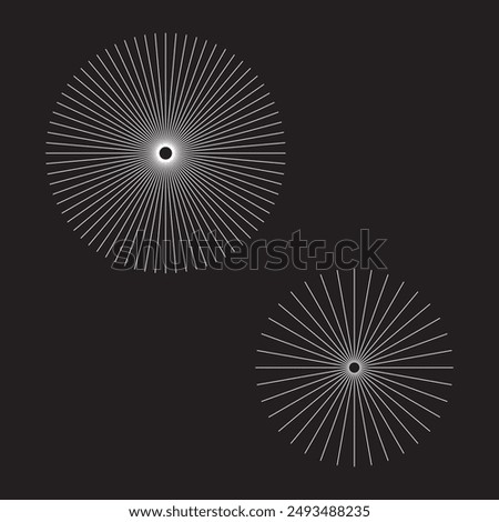 Radial lines with in a circle. Rotating lines in spiral form. Vector monochrome illustration. Starburst round Logo. Spiral vector design element. Sunburst . design eps 10