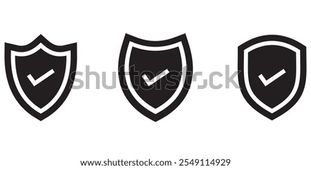 Shield check mark icon vector illustration. Shield and Check Mark Icon Vector Logo Template. symbol for web site Computer and mobile. design eps 10