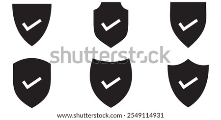 Shield check mark icon vector illustration. Shield and Check Mark Icon Vector Logo Template. symbol for web site Computer and mobile. design eps 10