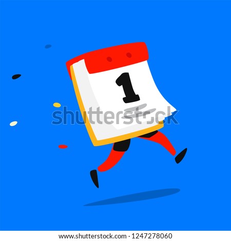 Icon running calendar. Vector. Logo. Funny illustration of a paper tear-off calendar. Cartoon badge, emblem for the company. Sticker and mascot for the store site. Mode of operation.