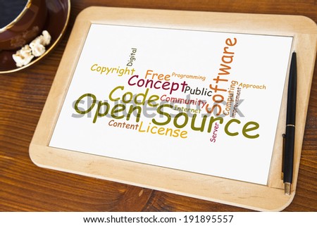 blackboard with open source word cloud