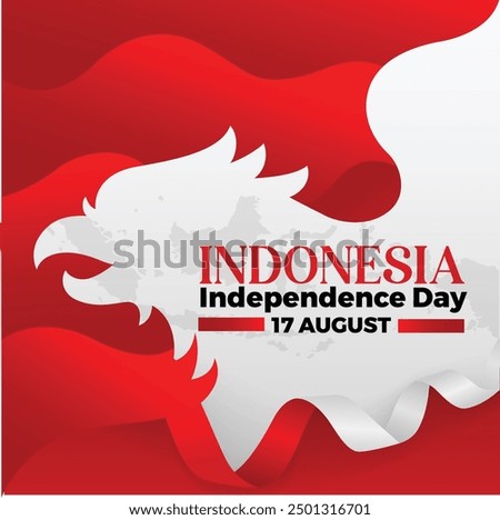 Indonesia independence day poster design red and white, Indonesian map vector,17 august independence day, white and red eagle background