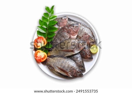 Similar – Image, Stock Photo Raw fish with lemon and herbs