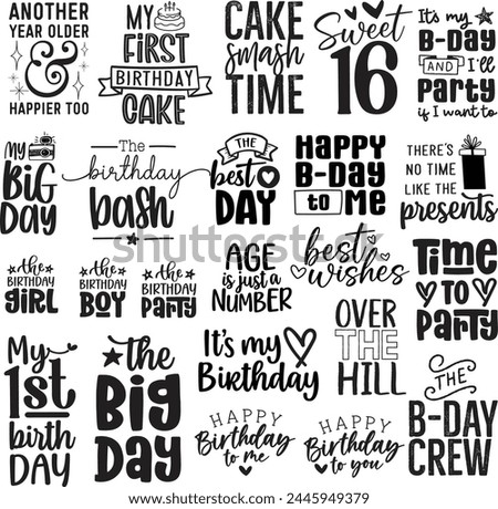 Birthday Phrases and Word Art Set