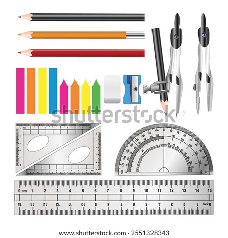 Maths Compasses Starter Geometry Kit with 2 Drafting Compasses Protractor Set Squares Ruler illustrator 