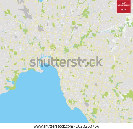 Vector color map of Melbourne, Australia. City Plan of Melbourne. Vector illustration